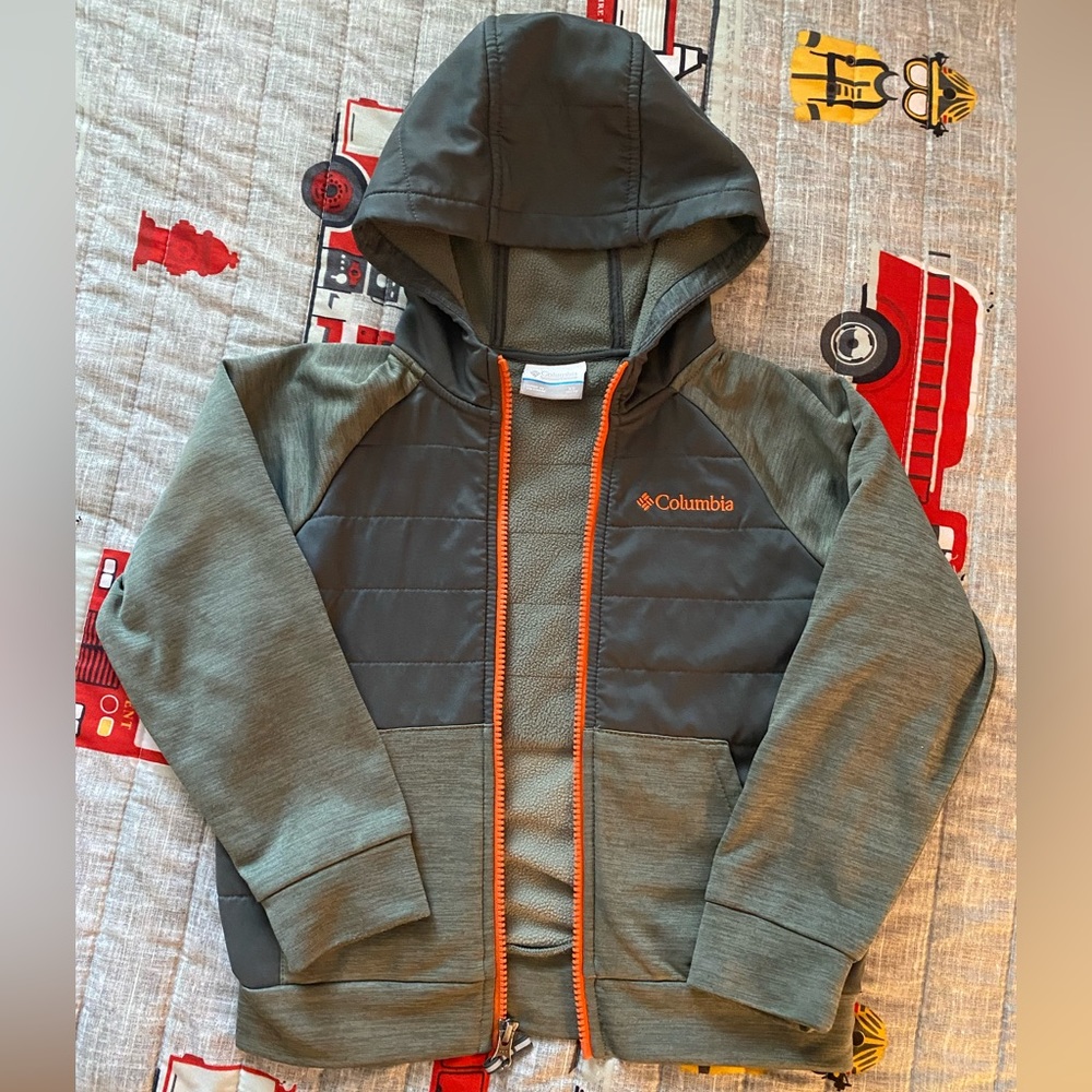 Boys green/orange fleece jacket